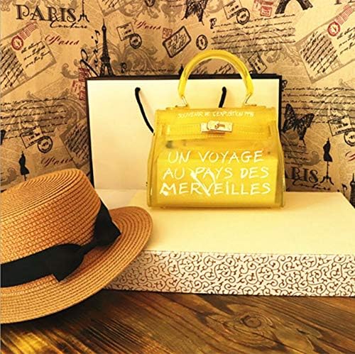 OneMoreT Women Fashion Transparent Alphabet Jelly Bag Messenger Handbag Shoulder Bag Hot (S, Yellow)