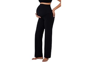 Sunzel Maternity Wide Leg Pants Over Belly Flowy Pregnancy Lounge Pants with Optional Pockets, Stretchy & Supportive