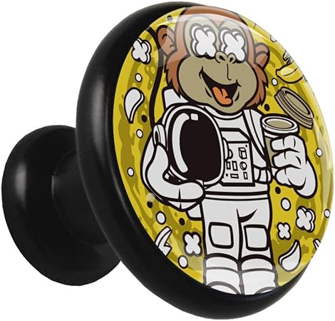 Affen-Bananen-Astronaut Black Metal Küche Schubladenschrank Knöpfe
