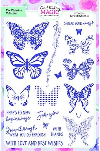 Card Making Magic A5 Stamp Set Layered Butterflies Set of 19 by Christina Griffiths