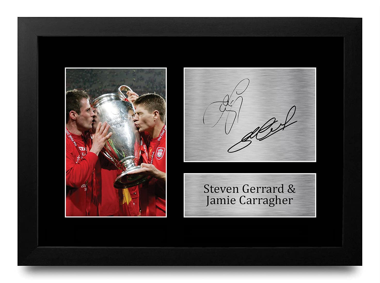 HWC Trading FR A4 Steven Gerrard & Jamie Carragher Liverpool Gifts Printed Signed Autograph Picture for Fans and Supporters - A4 Framed