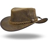 Austrailian Genuine Leather Western Style Cowboy Hat Wide Brim Real Water Resistant Outback Vintage Hat for Halloween