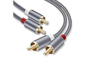 Goalfish RCA Cable, 2 Pack 2-Male to 2-Male RCA Audio Stereo Subwoofer Cable [Hi-Fi Sound,Shielded] Auxiliary Audio Cord for Home Theater, HDTV, Amplifiers, Hi-Fi Systems,Speakers- 6 Feet, Top Series