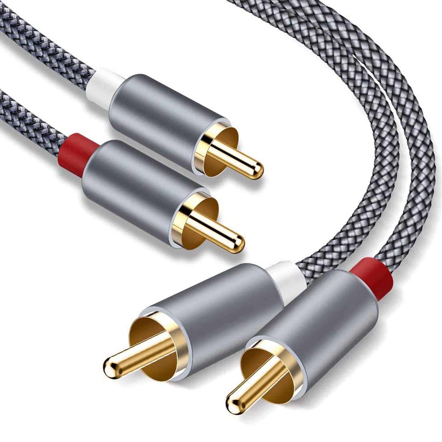 Photo 1 of Goalfish RCA Cable, 2 Pack 2-Male to 2-Male RCA Audio Stereo Subwoofer Cable [Hi-Fi Sound,Shielded] Auxiliary Audio Cord for Home Theater, HDTV, Amplifiers, Hi-Fi Systems,Speakers- 6 Feet, Top Series