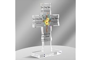 GGJGRPX Christian Acrylic Standing Cross Give Blessing and The Spiritual Sacred, Religious Gift with Inspirational Words and Prayers for Encouraging Faith Hope Growth Gift for Your Friends Family