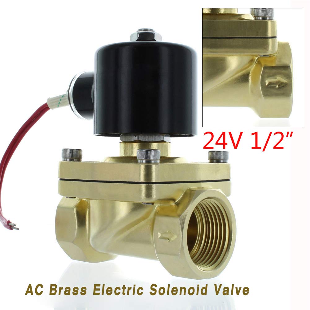 Solenoid Valve, TBVECHI 1/2" NPT 24V AC Brass Electric Solenoid Valve