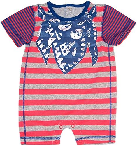 Kapital K Baby Boys' Stripe Scarf Romper, Tomato Town, 12 Months