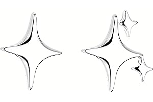QLKILYR Silver Star Stud Earrings For Girls Women, 925 Sterling Silver Post Dainty Four-pointed Small Stars Stud Earrings | Cute Tiny Earrings for Women