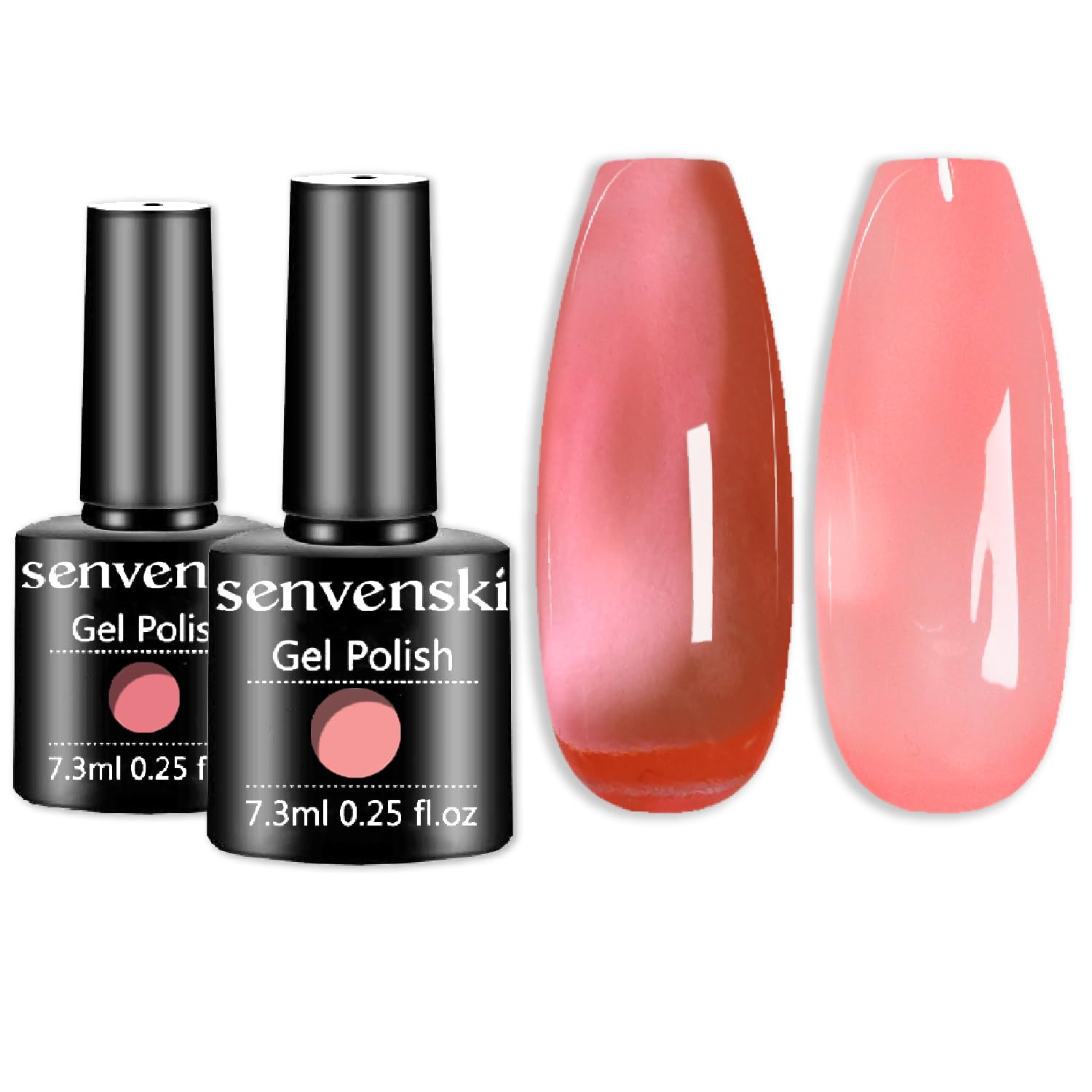 Senvenski Jelly Pink Gel Nail Polish Kit - Nude Pink Translucent Colors with Milky Sheer Finish | Vegan UV/LED Nail Art Kit Gift for Women Manicure Salon DIY(CS2-014)