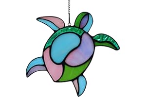 HAOSUM Sea Turtle Stained Glass Window hangings Suncatcher,Sea Turtle Decoration Wall Art for Bathroom Livingroom Kitchen, Birthday Gifts for Women for Granda Aunt