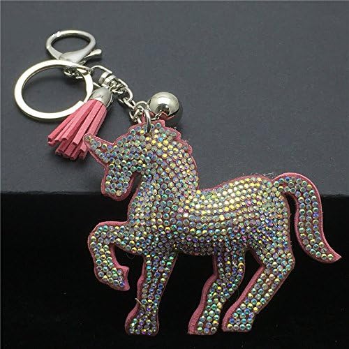 Heavens Jewelry UNICORN HORSE LARGE PINK SIZE WITH CRYSTALS AND TASSLE KEYCHAIN NECKLACE PURSE JOB LANYARD DIY PROJECT ETC