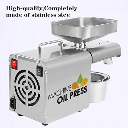 TOPQSC 500W Máquina Prensa de Aceite Acero Inoxidable Inicio Prensa Caliente Extractor automático de Aceite para Semillas de cáñamo de Cacahuete de Lino de Oliva y ricino de Coco y Aguacate: Amazon.es