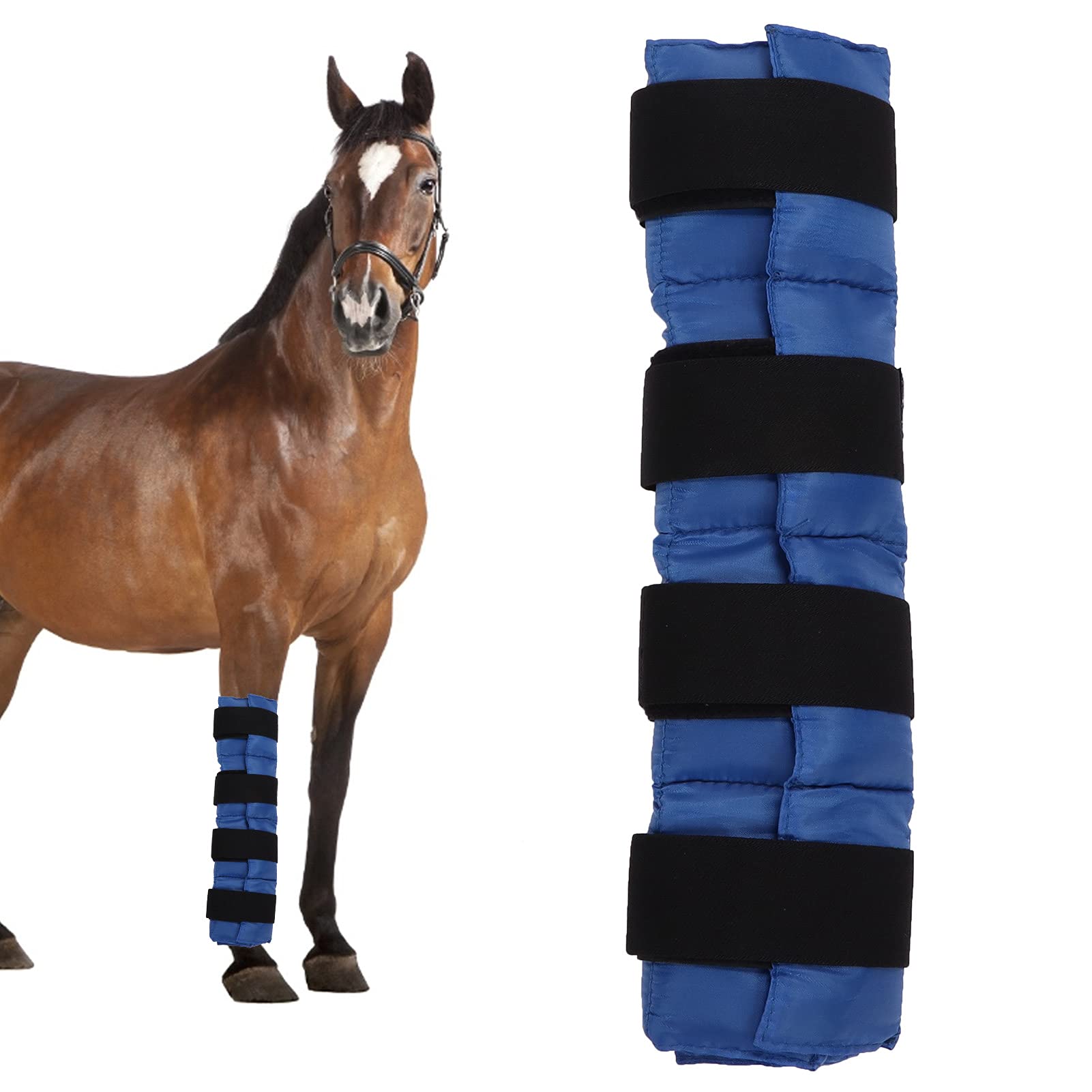 Horse Ice Boots, 4 Elastic Extended Hook Reusable to Use Ice Boot Wrap Horse Ice Pack Cooling Leg Wraps for Horse Shoulder, Back, Calf, Shin, Thigh, Outdoors, Farm, Daily (Royal Blue)