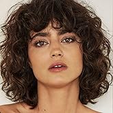 Kaneles Short Brown Curly Wig Womens Bob Wig with Bangs Shoulder Length Naturel Hair Wigs for Daliy Party Halloween Use