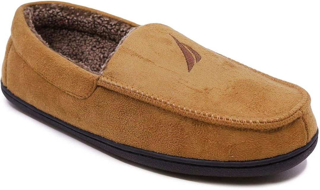 Nautica Men's Slipper Moccasins Faux Fur Warm SlipOn Indoor Outdoor
