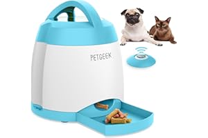 PETGEEK Dog Food Dispenser Toy, Treat Dispensing Dog Toys for IQ Training, Interactive Puzzle Toys to Keep Them Busy, 3000mAh USB Rechargeable Pet Treat Dispenser with Push Remote Button, 400ml