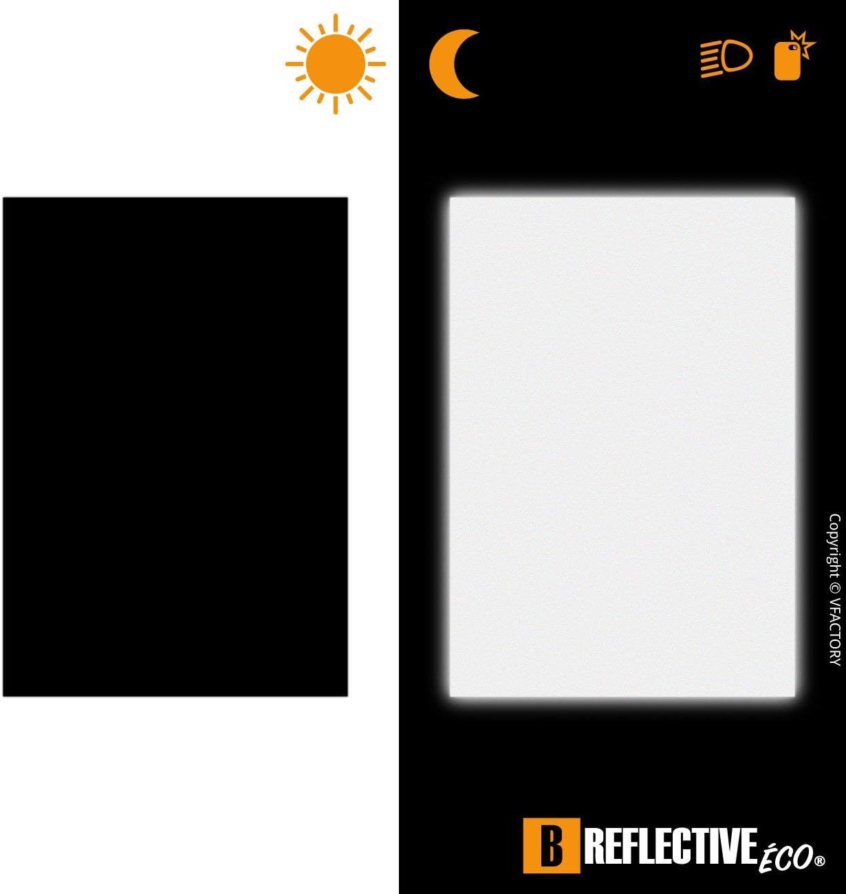 B REFLECTIVE Éco COLORS, (2 Pack) 1 retro reflective sheet to cut out, Night high visibility safety - Image 3
