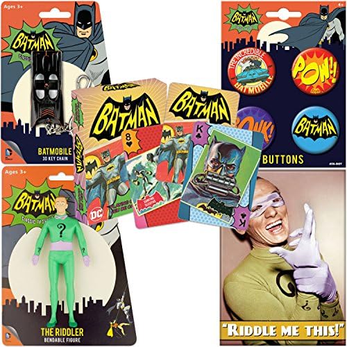 PopShoppes The Riddler (Batman Classic TV Series) PopBox (Bendable Figure, Playing Cards, Bendable Keychain, Magnet and Button Set)