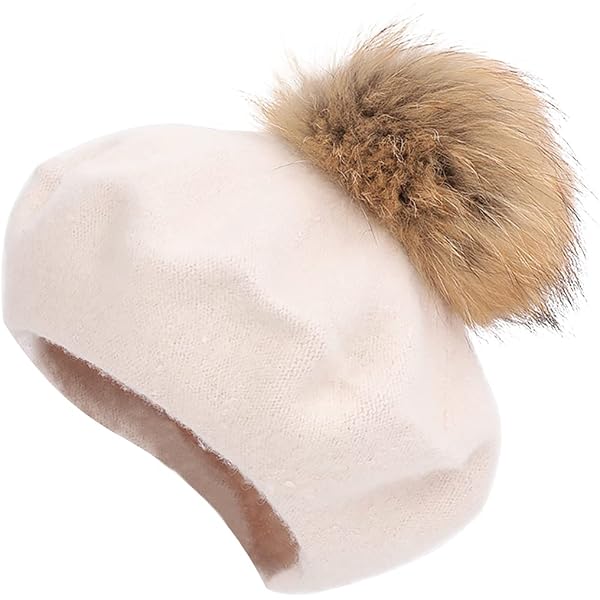 2454 Plush Faux Fur French Beret Hat, Beige, Soft Winter Fashion Cap, Classic Amazon.com: Winter Faux Fur Furry Beret Hats Warm Fluffy  main image 3