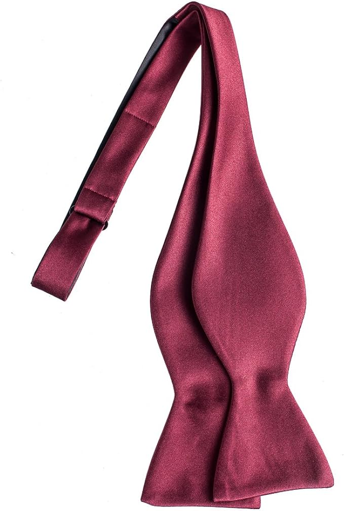 Men's Self Tie Bow Ties Plain Solid Wedding and Prom 25 Colors Red