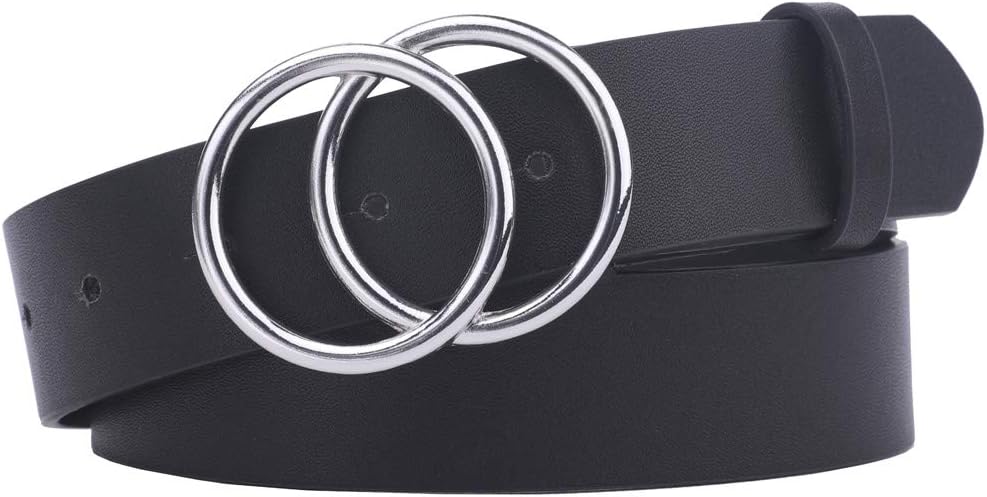 TanpieWomens Leather Waist Belts for Jeans Pants with Gold Buckle