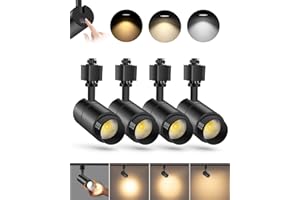 VANoopee 3-Color Zoomable 10W LED Track Lighting Heads H Type Track Light Heads Dimmable Bright Ceiling Spotlight Fixtures Accent Art, 3000K 4000K 5000K Adjustable, CRI90+ 15°-60° 1000lm Black 4 Pack