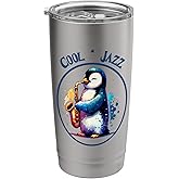 Penguin playing the Saxophone, Cool Jazz sax music Stainless Steel Insulated Tumbler