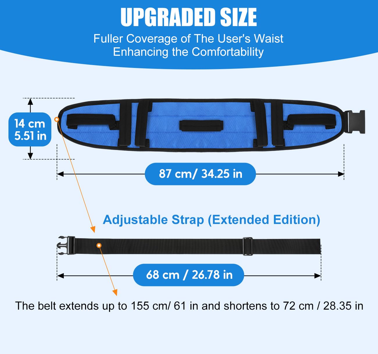 Rhino Valley Gait Belt for Senior with 7 Handles, 59