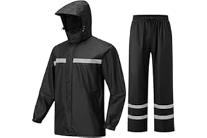 ProHydra Mens Rain Suits with Air Vents Reflective Waterproof Rain Gear Breathable Jacket Pants for Work Golf Fishing Hiking