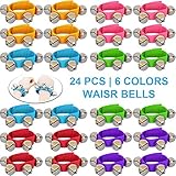 ZISUEX 24PCS Band Wrist Bells Jingle Bells Instrument Percussion Musical Orchestra Rattles Party Favors Toys Wrist Bells and Ankle Bells KTV Birthday Gifts