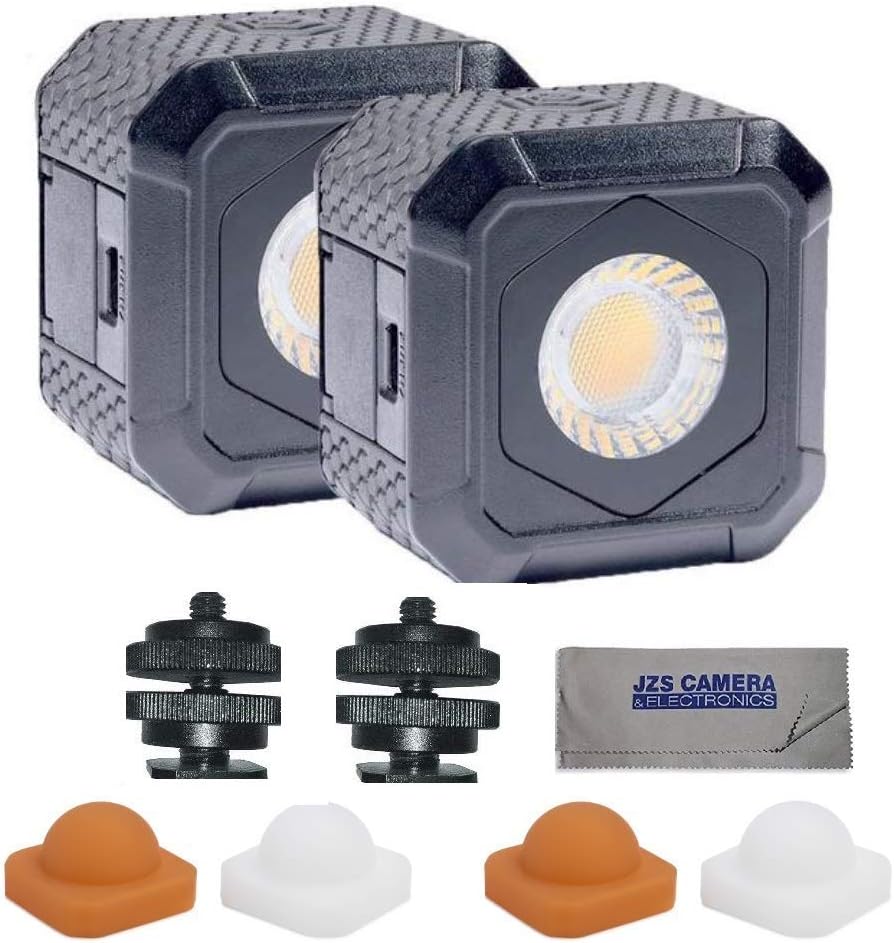 Lume Cube AIR Waterproof Compact LED Light for Photo, Video, GoPro, Smartphones (2-Pack) + 2 Metal Locking Foot & Cleaning Cloth Kit