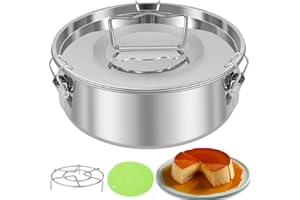 Stainless Steel Flan Mold, Multipurpose Flan Pan with Steamer Rack and Silicone Mat, Portable Flan Baking Mold for Making Fla