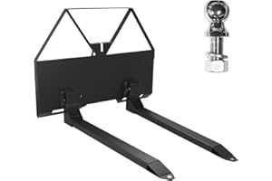 HIPICUTE 46" Skid Steer Pallet Fork - 2600 Lbs Load Capacity, Quick Attach Mount with Hitch Ball for Tractors and Loaders, Universal Pin-On Pallet Fork Attachment, Black