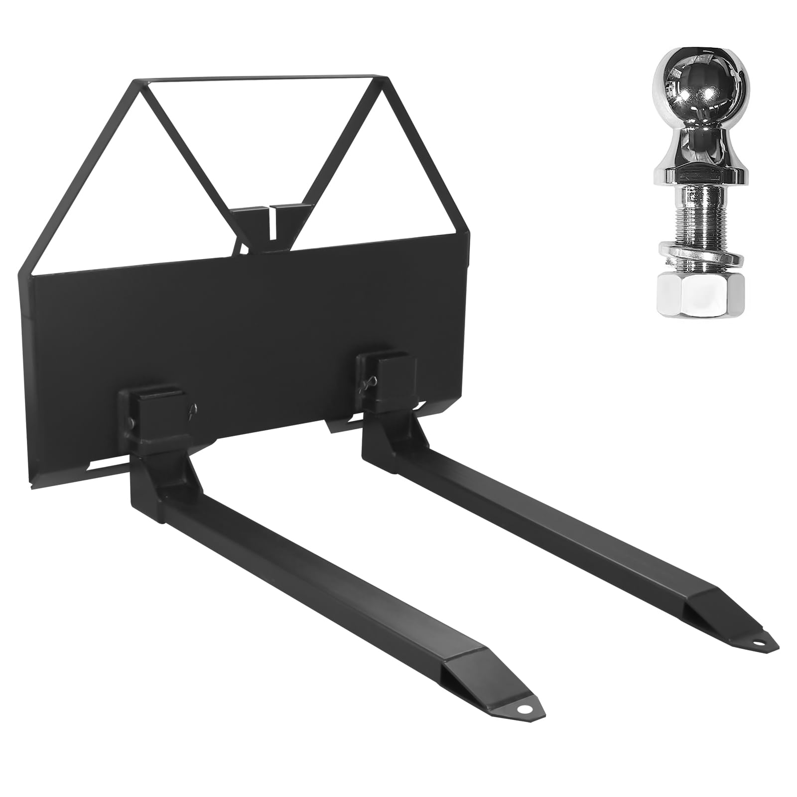 Photo 1 of 46" Skid Steer Pallet Fork, Quick Attach Mount Skid Steer Attachments with Hitch Ball, 2600 LBS Load Capacity Pallet Fork Frame with 46" Fork Blades for Tractors Loaders