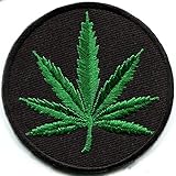Marijuana leaf pot weed grass ganja hippie boho retro embroidered applique iron-on patch