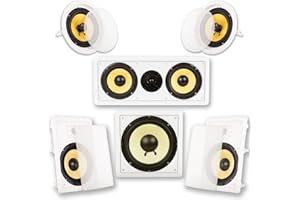 Acoustic Audio by Goldwood Acoustic Audio HD518 In-Wall/Ceiling Home Theater 8" Surround 5.1 Speaker System, White