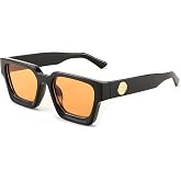 FEISEDY Retro 90s Chunky Square Sunglasses for Women Men B2385 | UV400 Protection, Trendy Thick Rectangle Frame for Daily Fashion &amp; Driving