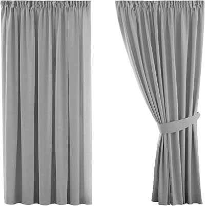 H.Versailtex Blackout Thermal Curtain 2 Panels 46x54 Grey with Pencil Pleat Top