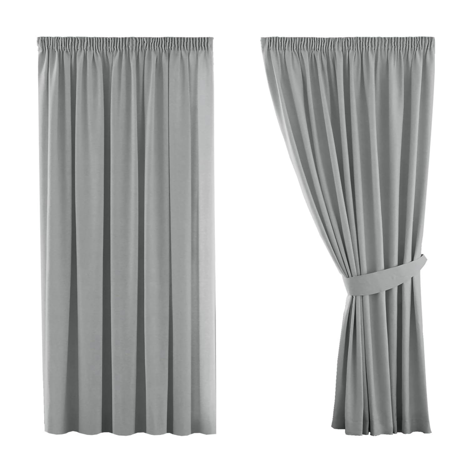 H.Versailtex Blackout Thermal Curtain Draperies with Hooks for Room Darkening Decorative Window Curtain Panels for Kids Nursery, 2 Panels, 46" Width x 54" Drop, Grey