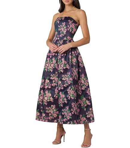 Shoshanna Women's Midnight Geranium Jacquard Dana Dress, Fuchsia/Sand, 2 : Clothing, Shoes & Jewelry