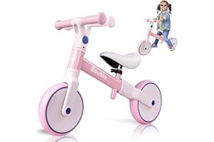 BAUTIA Balance Bike for 2 Year Old, Adjustable Seat & Handlebar, Age18 Months to 5 Years Old, No-Pedal Training Bike Toddler Push Bicycle First Gifts-Pink