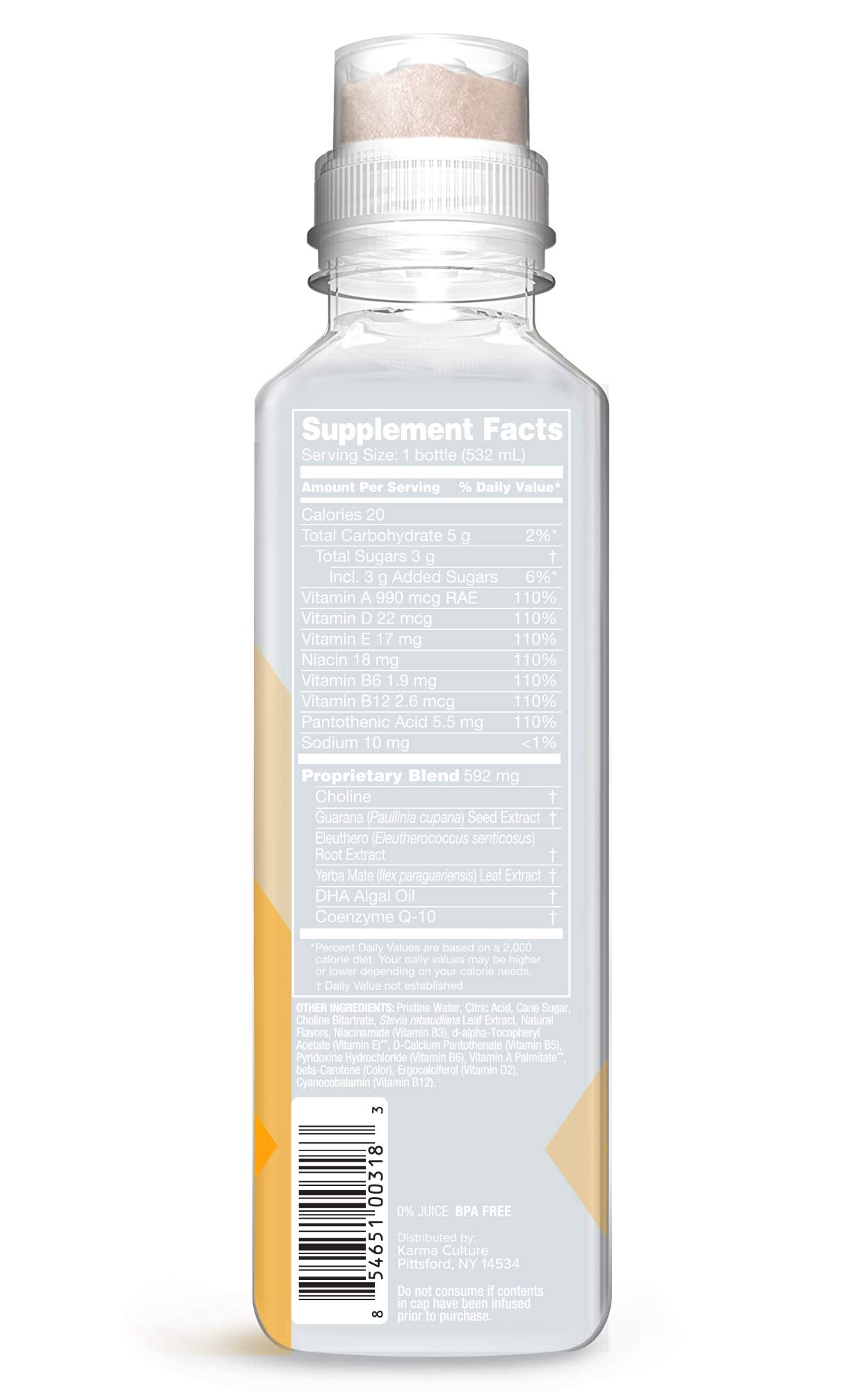 Karma Wellness Flavored Vitamin Water, Orange Mango, Enhance Mental