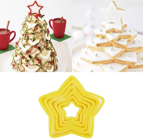 Torta A Forma Di Stella Per Natale.6p 3d Stella A Cinque Punte Taglierina Per Fondente Biscotto Pasticceria Nidificazione Albero Di Natale Stampo A Forma Di Stella Torta Fai Da Te Biscotto Caramella Taglierina Per Cioccolato Stampo Amazon It Casa E Cucina