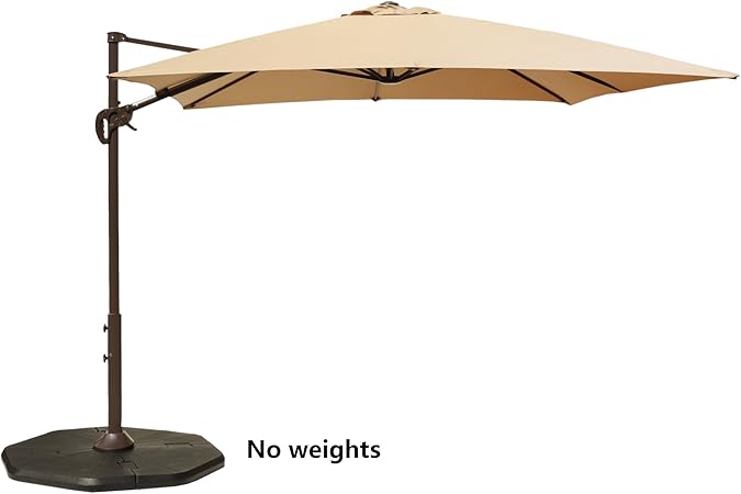 Amazon Com Le Papillon 8ft X 8ft Cantilever Umbrella Hanging Offset Patio Umbrella Rectangular Cross Base Beige Garden Outdoor