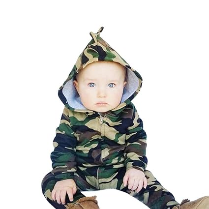 QinMM Baby Kleidung, Neugeborenes Baby Junge Mädchen Kapuze Overall Kleidung 0-24 Monate