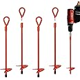 MAXCCINO 4 Pack 15" Ground Anchors Screw in with Drill, Heavy Duty 3" Wide Helix Spiral Earth Anchors for Camping, Tents, Sheds, Swing Sets, Car Ports, Canopies, Shelters, High Wind Trampoline Anchors