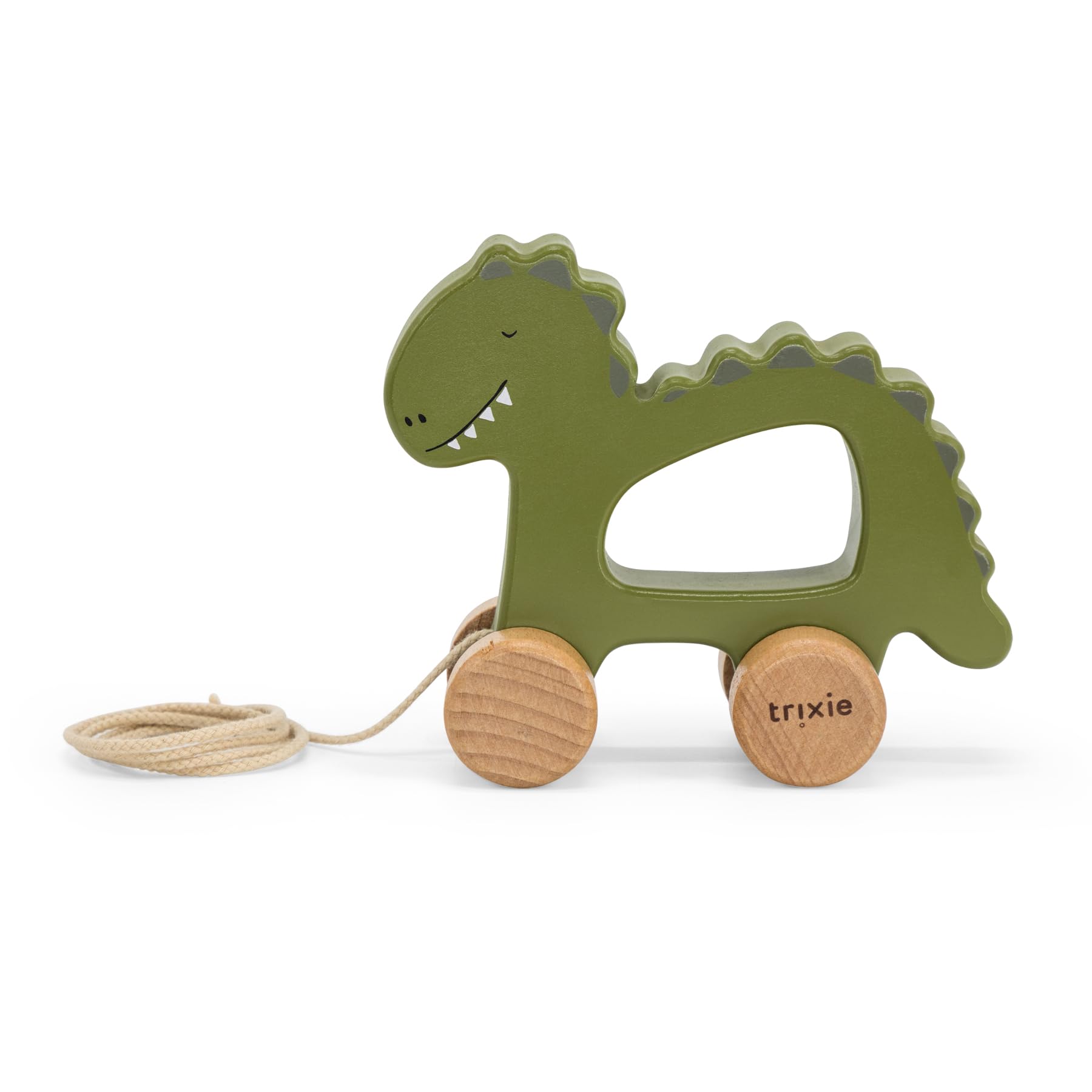 Trixie Mr. Dino Pull Along Toy - FSC-Certified Wood - 12m+ - Green