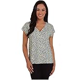 Hilary Radley Women's V-Neck Short Sleeve Blouse