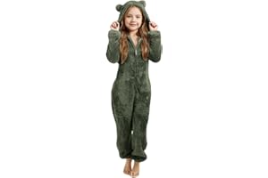 Girls Fleece Jumpsuits Kids Hooded Rompers Costume Fuzzy Cute Onesie Winter Clothes Warm Playsuit Jumper