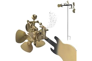 KojinTora Handmade Metal Drummer Windmill Wind Spinner - Rock Band Percussionist Music Figurine - Wind-Powered Kinetic Windmills Spinners Sculpture - Outdoor Decor for Yard Lawn Garden Patio